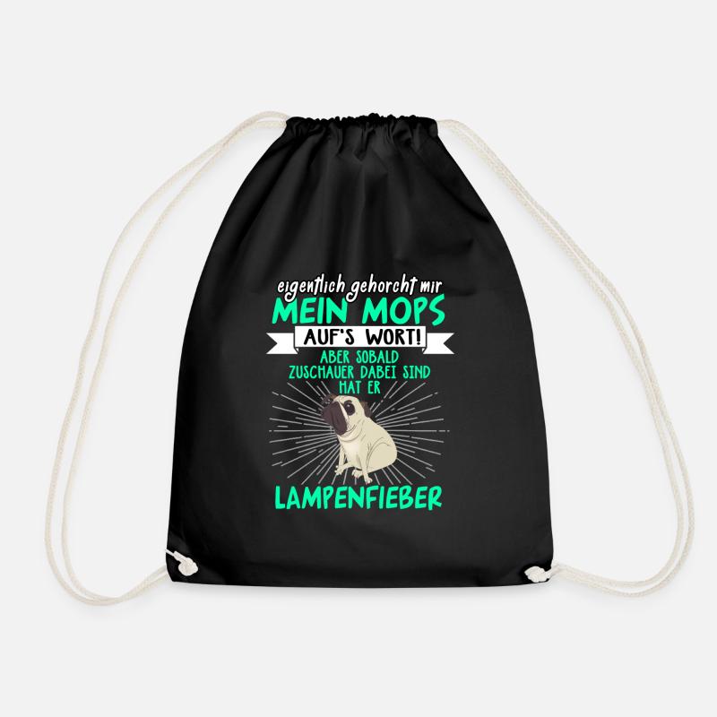 Mops Lampenfieber Pug - Turnbeutel - Schwarz