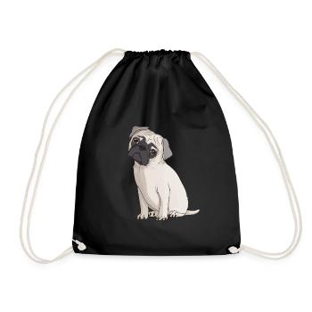 Mops PUG Hunde Dog Fan - Turnbeutel - Schwarz - Vorne