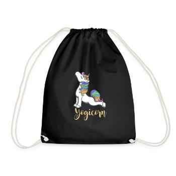 Yogicorn Shirt - Yoga Einhorn Geschenk - Turnbeutel - Schwarz - Vorne