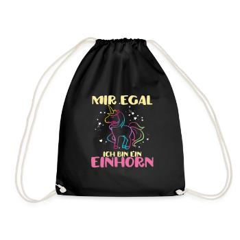 Einhorn - Turnbeutel - Schwarz - Vorne
