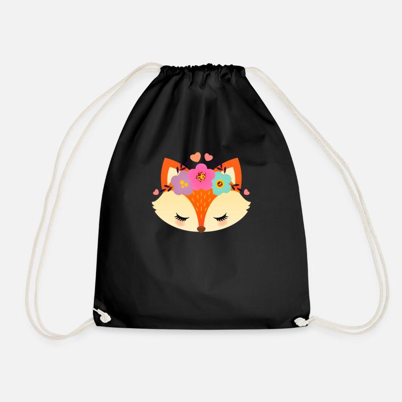 Süßer Fuchs Mit Blumen - Turnbeutel - Schwarz
