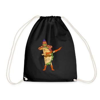 Dab Taco Mexico vintage mexican gift - Drawstring Bag - black - Front