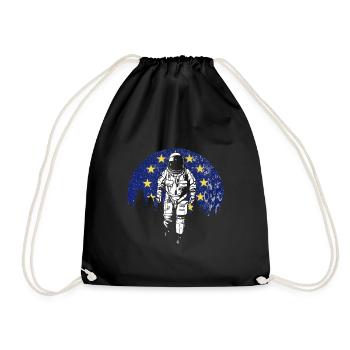 Astronaut Moon Europe Flag EU Euro - Drawstring Bag - black - Front