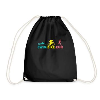 Swim Bike Run Shirt - Gift - Drawstring Bag - black - Front