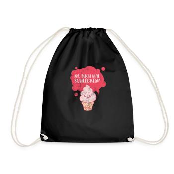 Eis Spruch Geschenk Party Eiscreme Eisdiele Sommer - Turnbeutel - Schwarz - Vorne