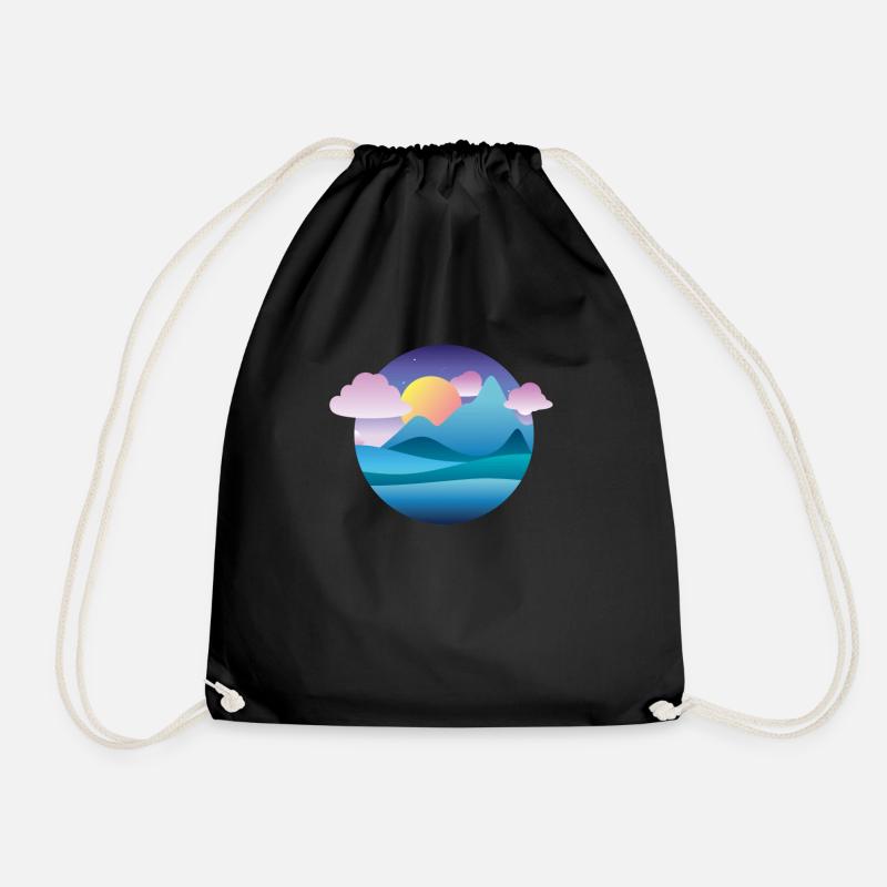 Blue Mountains Sunset Gift Hiking Cloud - Drawstring Bag - black