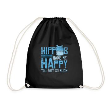 Nilpferd Hippo Tier Fluss Wasser Geschenk - Turnbeutel - Schwarz - Vorne