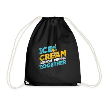 Eiscreme Eis am Stiel Sonne Sommer Softeis - Turnbeutel - Schwarz - Vorne