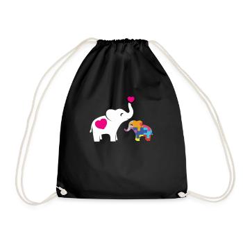 Cadeau de tee-shirt de conscience d'éléphant d'autisme - Sac de sport léger - noir - Devant