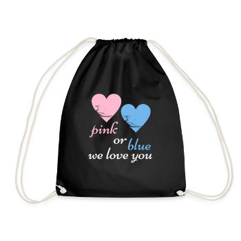Pink Or Blue We Love Baby Birth Pregnancy - Drawstring Bag - black - Front