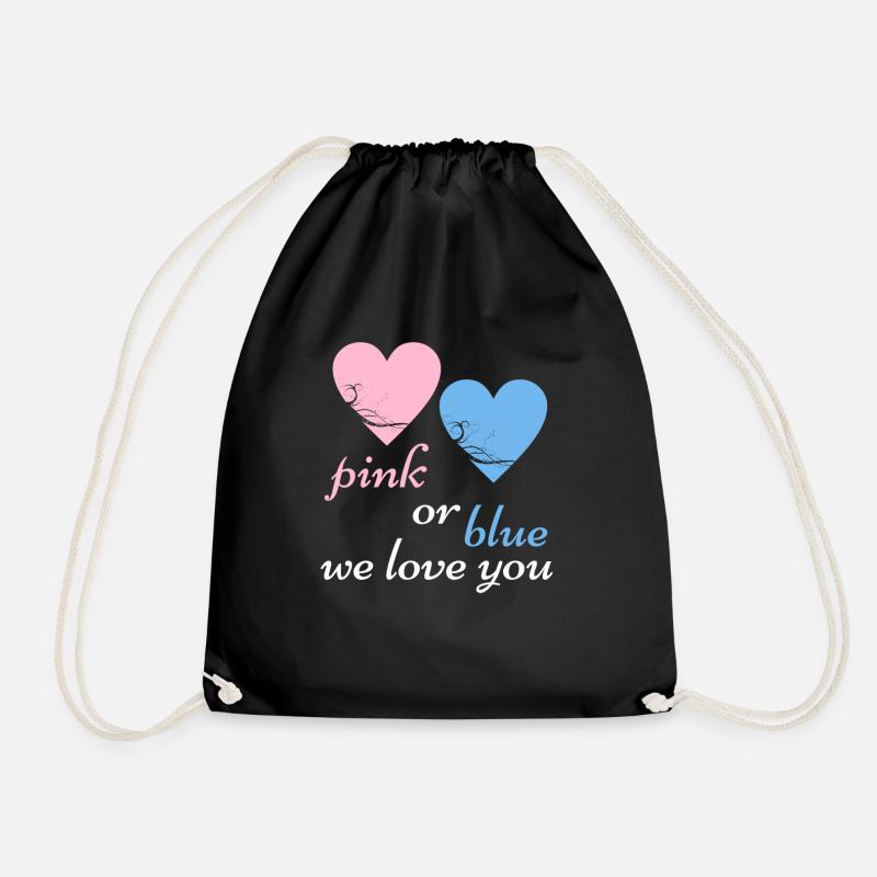Rose ou bleu nous aimons la grossesse de naissance de bébé - Sac de sport léger - noir