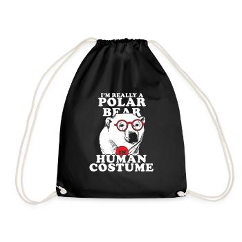 Polar bear polar bear gift north pole fish water - Drawstring Bag - black - Front