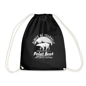 Polar Bear Gift Animal Bear Polar Bear Arctic - Drawstring Bag - black - Front
