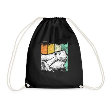 weißer Hai Fisch Geschenk Surfer Meerestier Tier - Turnbeutel - Schwarz - Vorne