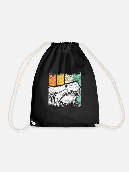 weißer Hai Fisch Geschenk Surfer Meerestier Tier - Turnbeutel - Schwarz