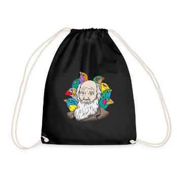 Charles Darwin Portrait Geschenk Evolution - Turnbeutel - Schwarz - Vorne