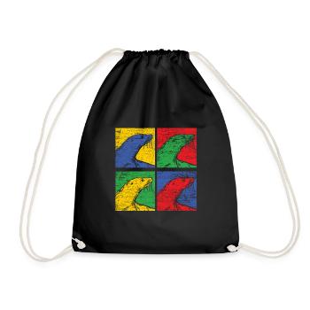 Seal animal gift vintage sea ocean fish zoo - Drawstring Bag - black - Front