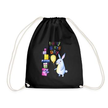 Happy Birthday kleiner Hase - Turnbeutel - Schwarz - Vorne