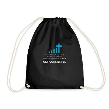 Jesus Tshirt Get Connected Gift Christian Cross - Drawstring Bag - black - Front