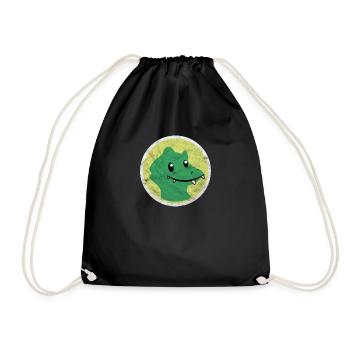 Crocodile gift kid son daughter cartoon zoo animal - Drawstring Bag - black - Front