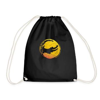 Silhouette crocodile gift zoo son alligator - Drawstring Bag - black - Front