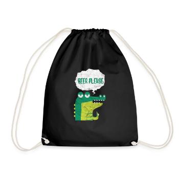 Crocodile zoo saying gift party beer cartoon - Drawstring Bag - black - Front