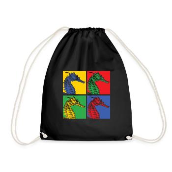 Hippocampe hippocampe poisson mer océan pop art - Sac de sport léger - noir - Devant
