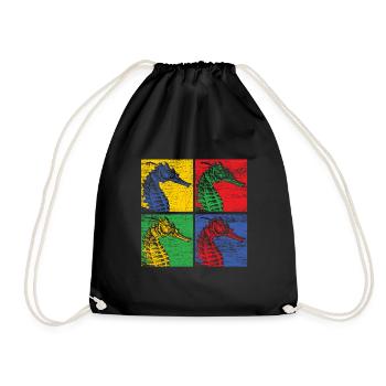 Hippocampe hippocampe poisson mer océan cadeau - Sac de sport léger - noir - Devant