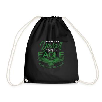 Eagle vintage bird freedom eagle head gift - Drawstring Bag - black - Front