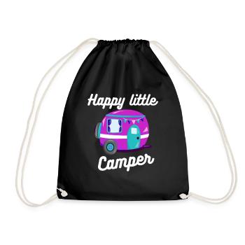 Happy Little Camper Camping Fans Gift - Drawstring Bag - black - Front
