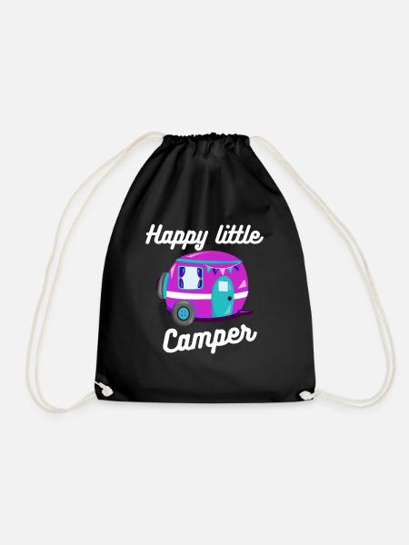 Happy Little Camper Camping Fans Geschenk - Turnbeutel - Schwarz