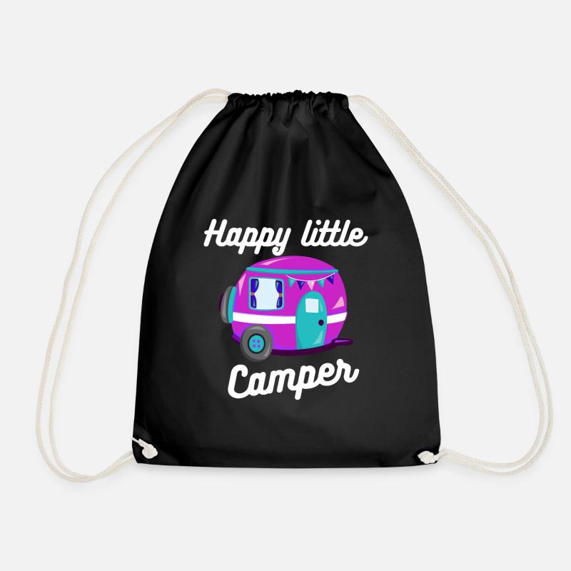 Happy Little Camper Camping Fans Geschenk - Turnbeutel - Schwarz