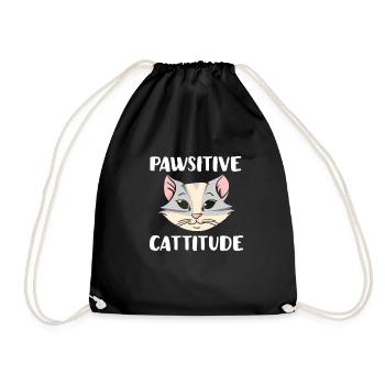 Pawsitive Cattitude Cat Lover - Drawstring Bag - black - Front