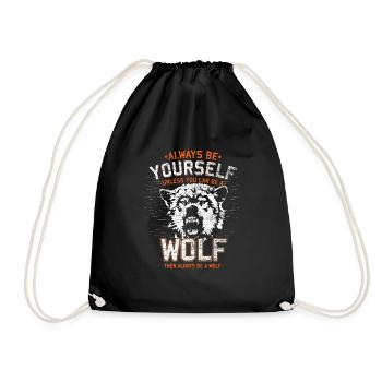 Wolf predator wolf pack wild animal predator howling - Drawstring Bag - black - Front