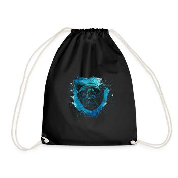 Aquarelle ours bleu animal nature cadeau vintage - Sac de sport léger - noir - Devant
