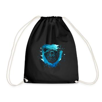 Bear grizzly teddy bear zoo gift predator fur - Drawstring Bag - black - Front