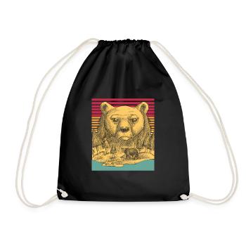 Ours animal nature vintage prédateur idée cadeau coloré - Sac de sport léger - noir - Devant