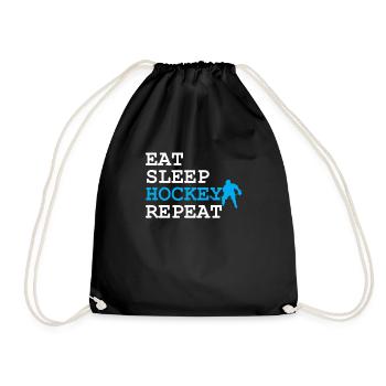 Eat Sleep Hockey wiederholen - Turnbeutel - Schwarz - Vorne