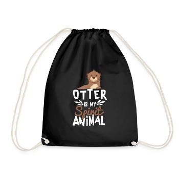 Otter is My Spirit Animal Cute T-Shirt - Drawstring Bag - black - Front