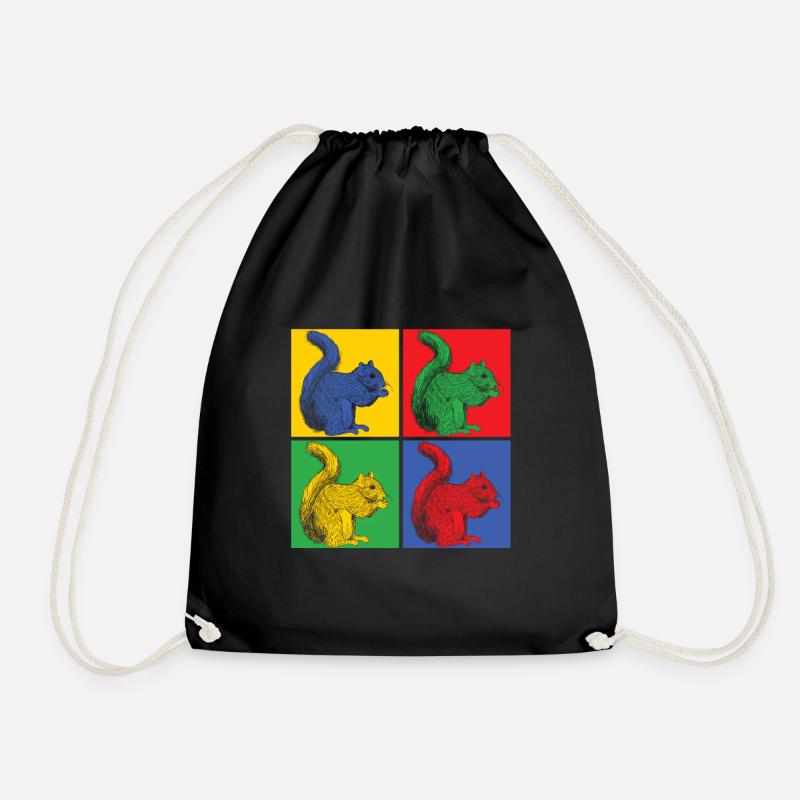 Eichhörnchen Nüsse Wald Baum Tier Geschenk vintage - Turnbeutel - Schwarz