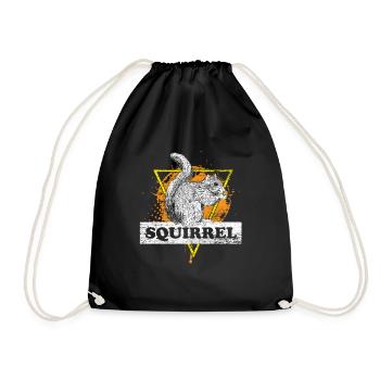 Écureuil noix forêt arbre animal cadeau vintage - Sac de sport léger - noir - Devant