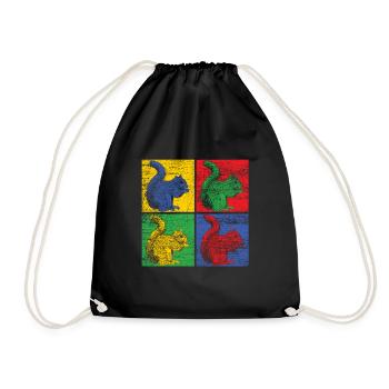 Écureuil noix forêt arbre animal cadeau vintage - Sac de sport léger - noir - Devant