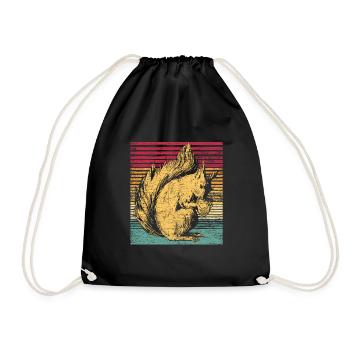 Écureuil noix forêt arbre animal cadeau vintage - Sac de sport léger - noir - Devant