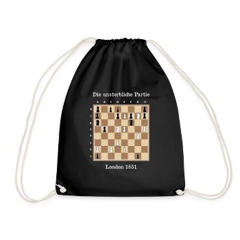 Die unsterbliche Partie - Immortal Game Schach - Turnbeutel - Schwarz - Vorne