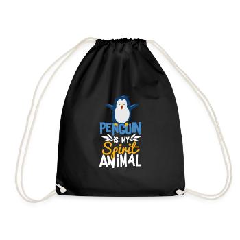 Penguin is My Spirit Animal Cute T-Shirt - Drawstring Bag - black - Front
