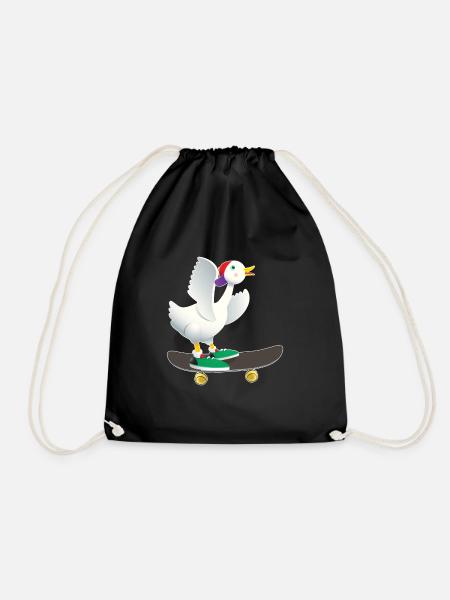 Skater Ente - Turnbeutel - Schwarz