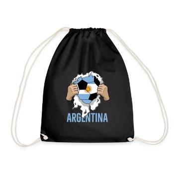 Argentinien Fußball Geschenk Argentina Fan - Turnbeutel - Schwarz - Vorne