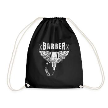 Barber shop barbers barber shirt gift beard - Drawstring Bag - black - Front