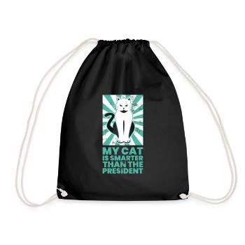 Funny Political Cat Is Smarter Than The President - Drawstring Bag - black - Front