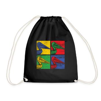 Pelican seabird water bird sea fish beach - Drawstring Bag - black - Front